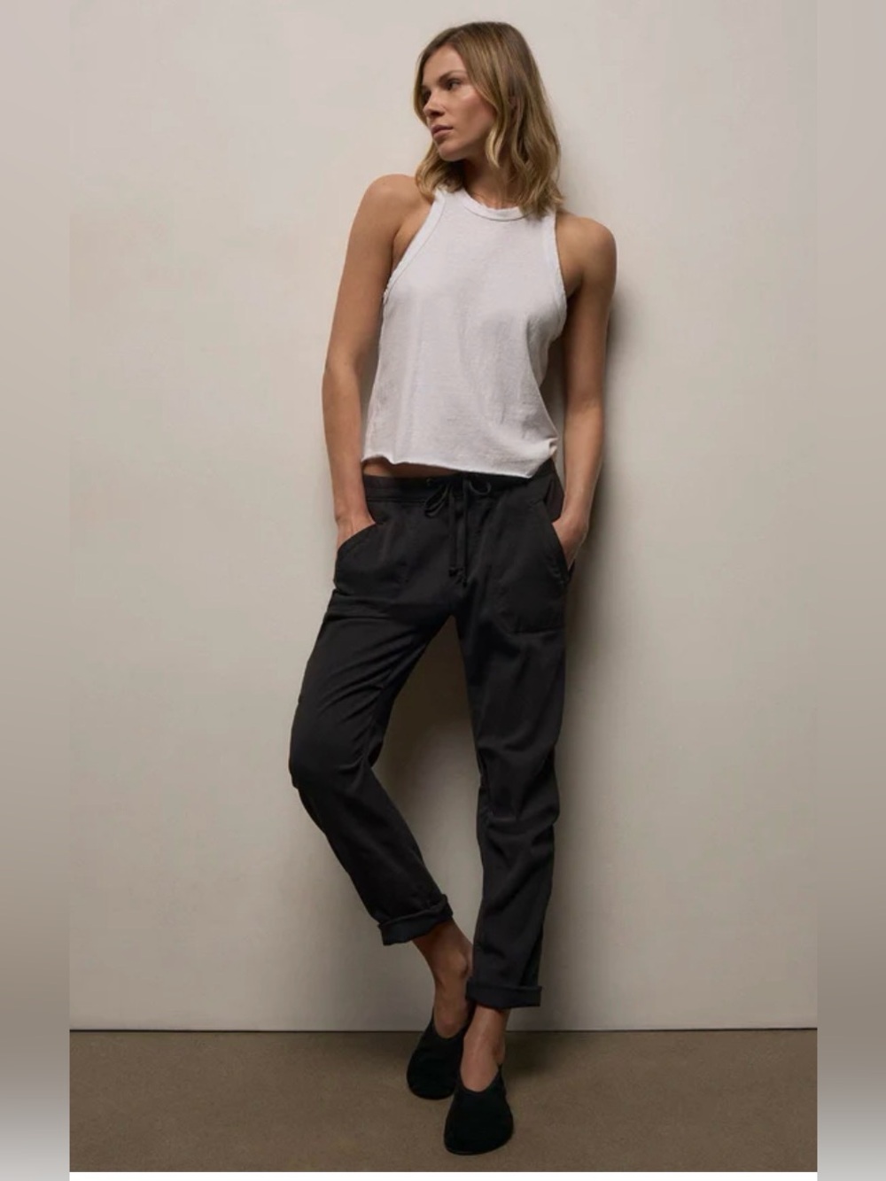 James Perse Classic Drawstring Jogger Pants - Black